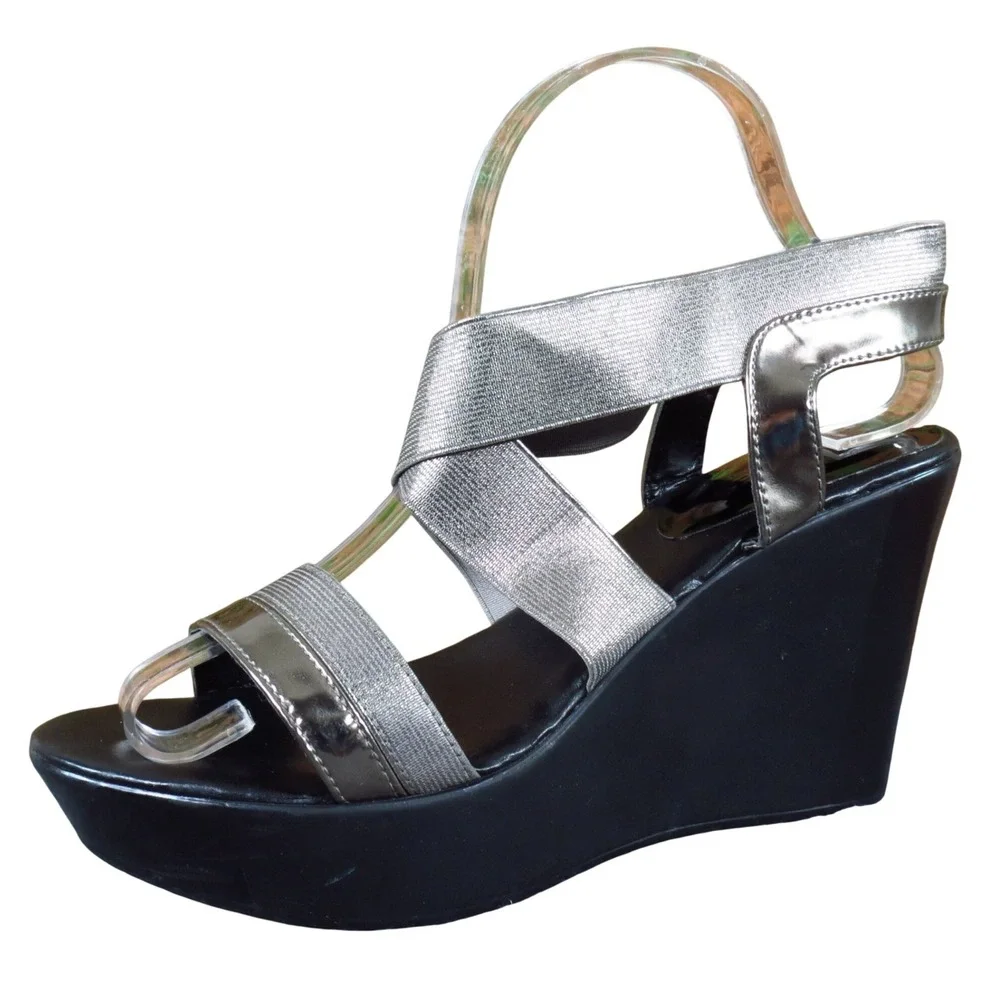 Charles by Charles David Feature Women Platform Sandal 9 Party‎ Silver Metallic